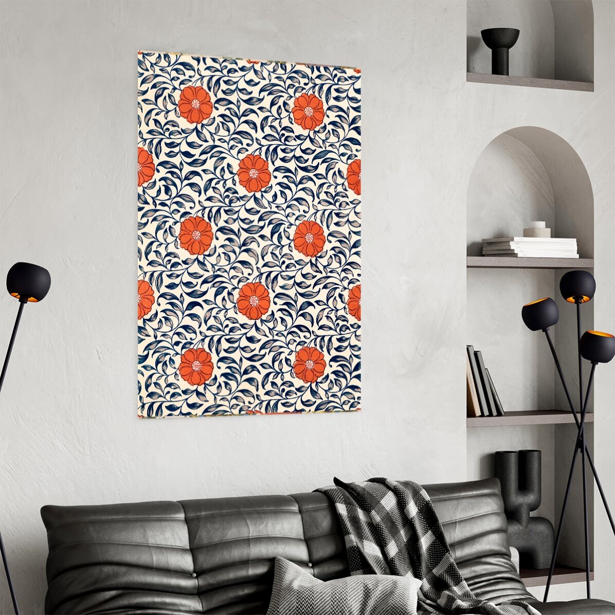 Red Chinese Flowers Poster