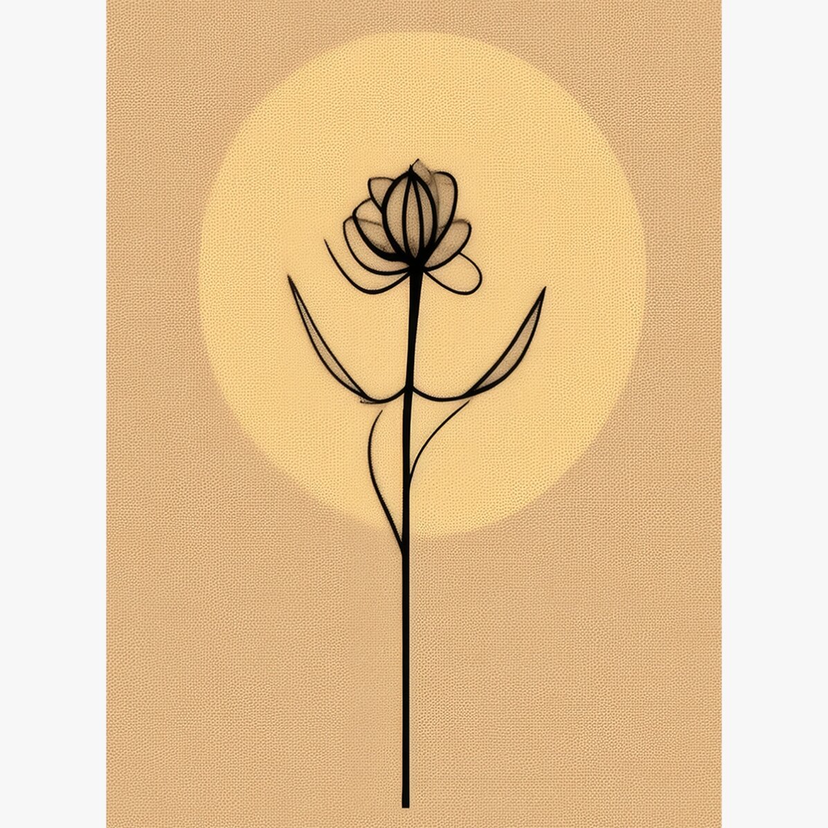 Poster met minimalistische bloem in lijntekening
