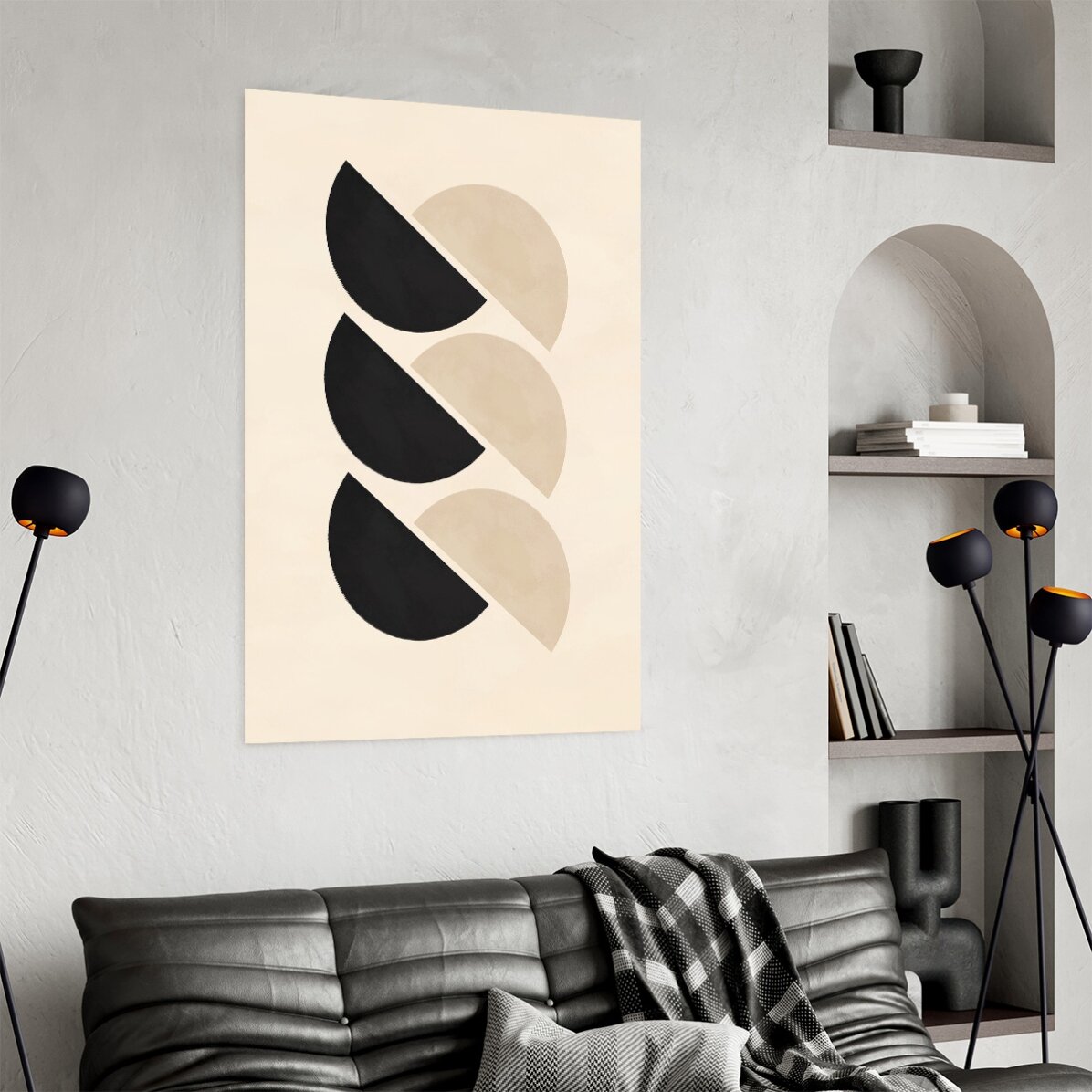 Minimalist geometric shapes poster, semicircles