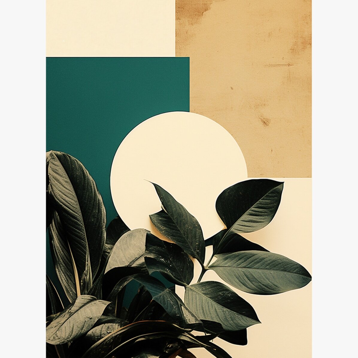 Leaves and Geometric Shapes Poster