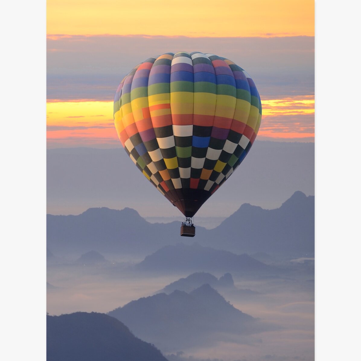 Poster met een heteluchtballon