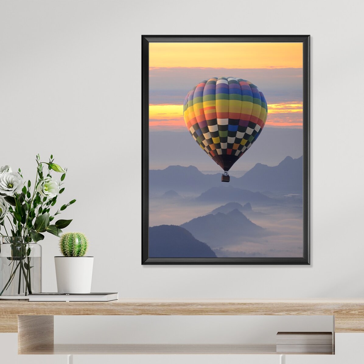 Poster met een heteluchtballon