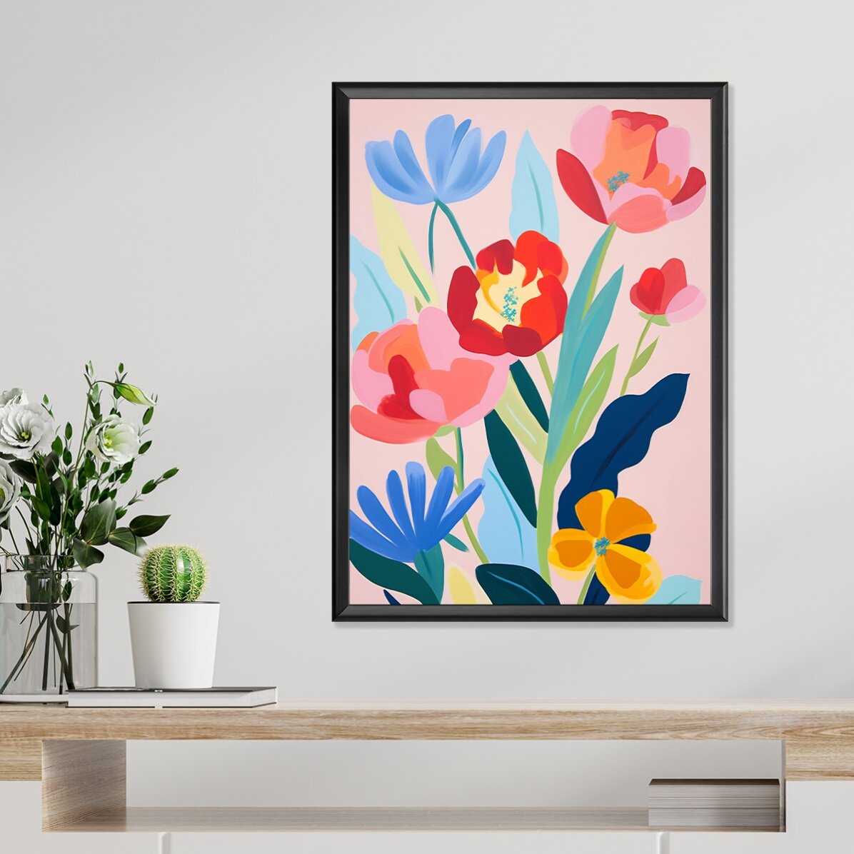 Poster met illustratie van kleurrijke bloemen, getekend 2