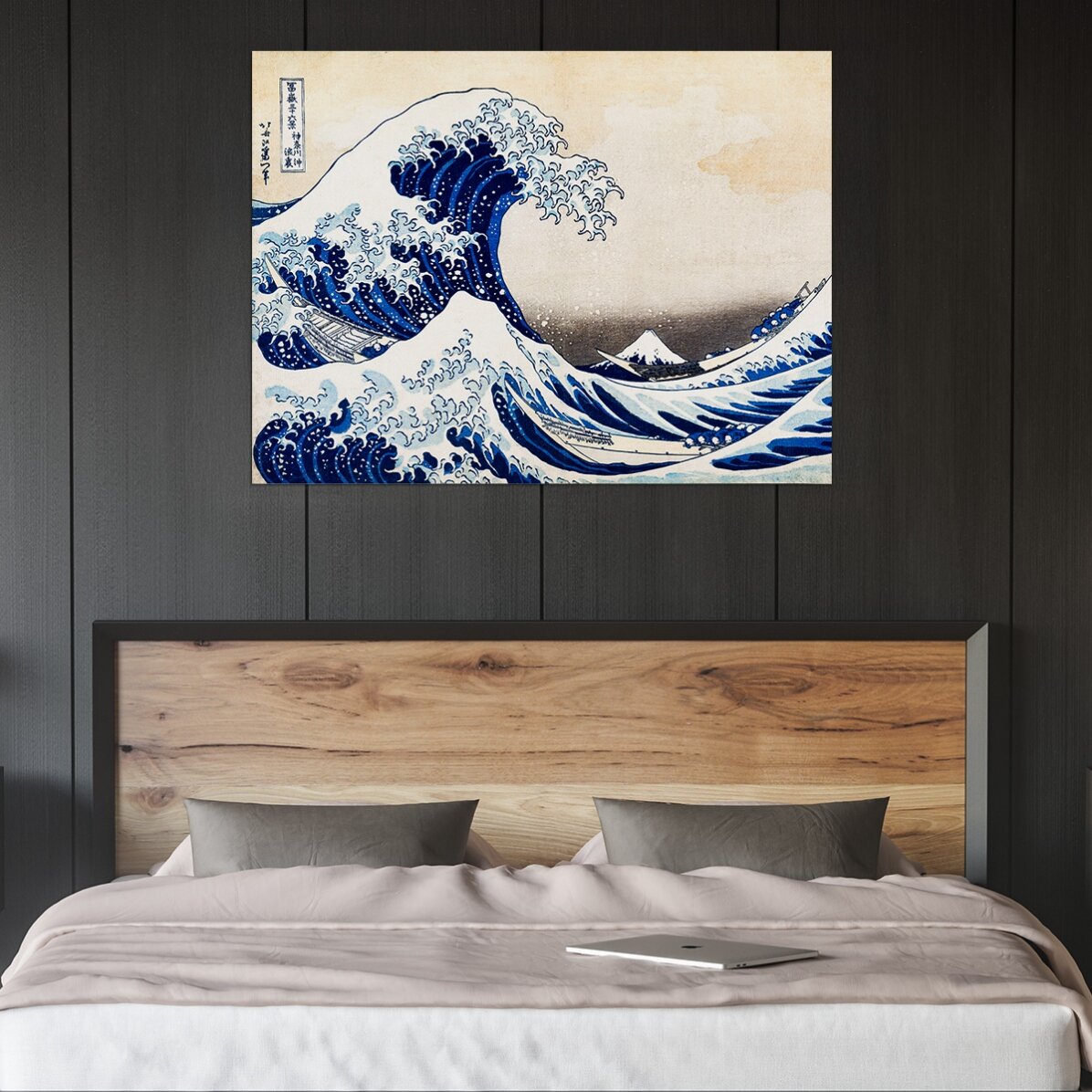 Poster in liggend formaat - Katsushika Hokusai - De grote golf van Kanagawa, 1831