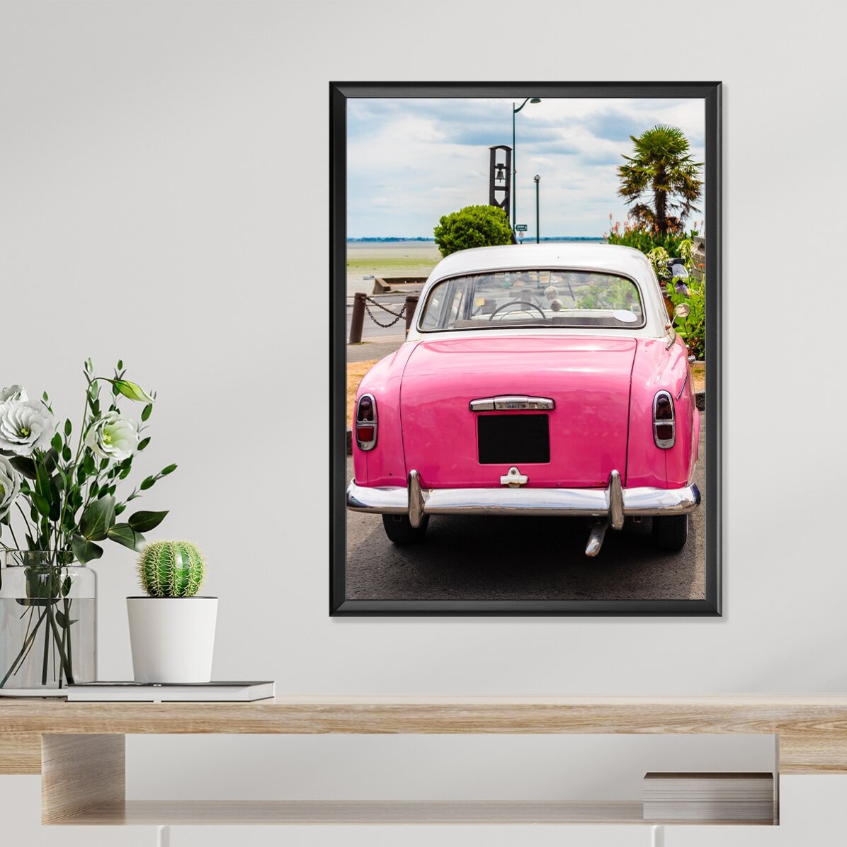 Vintage Pink Car Poster