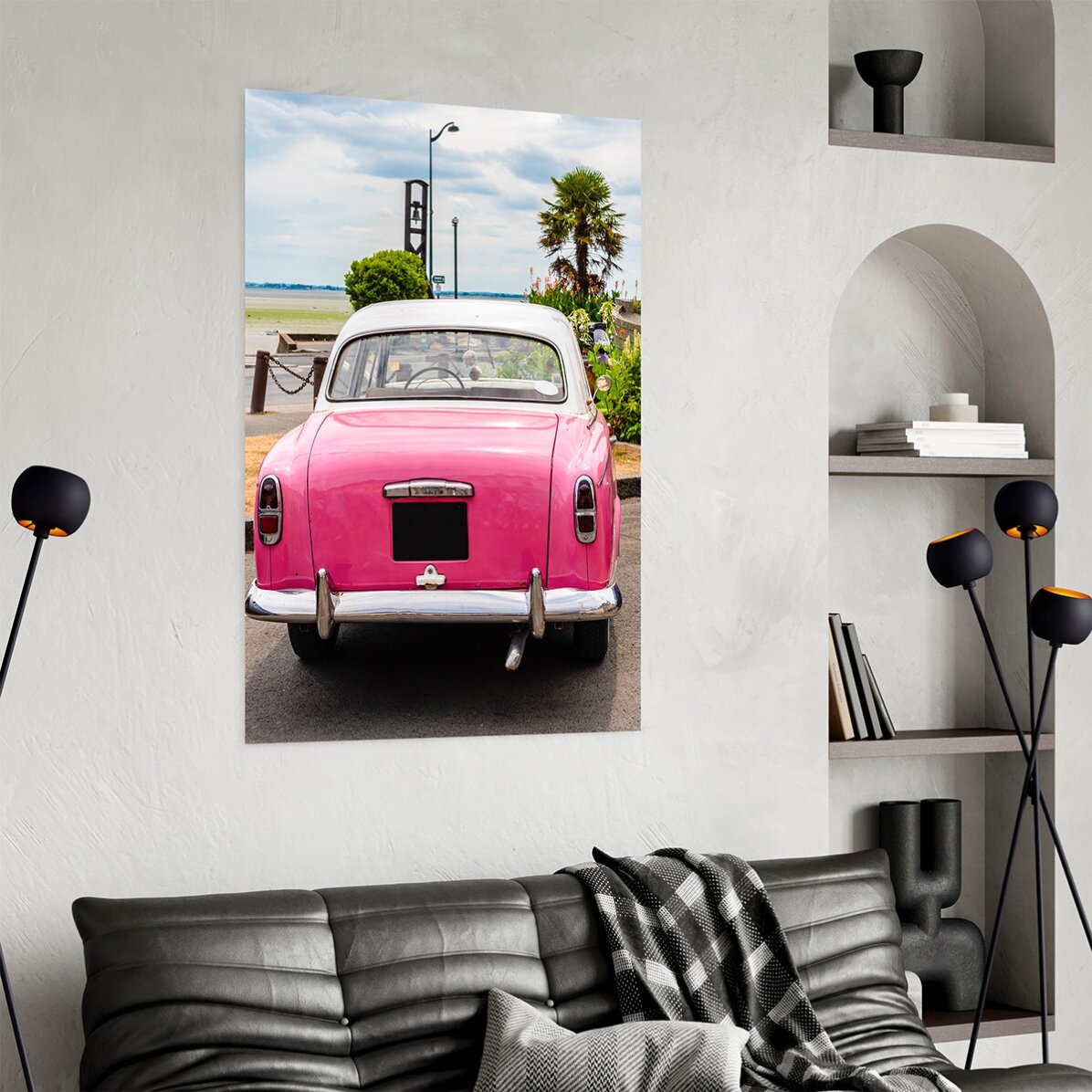 Vintage Pink Car Poster