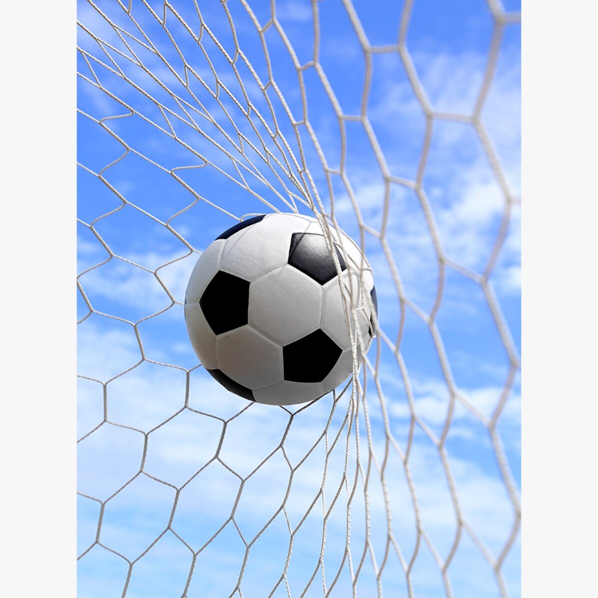 Poster: Bal in het voetbaldoel
