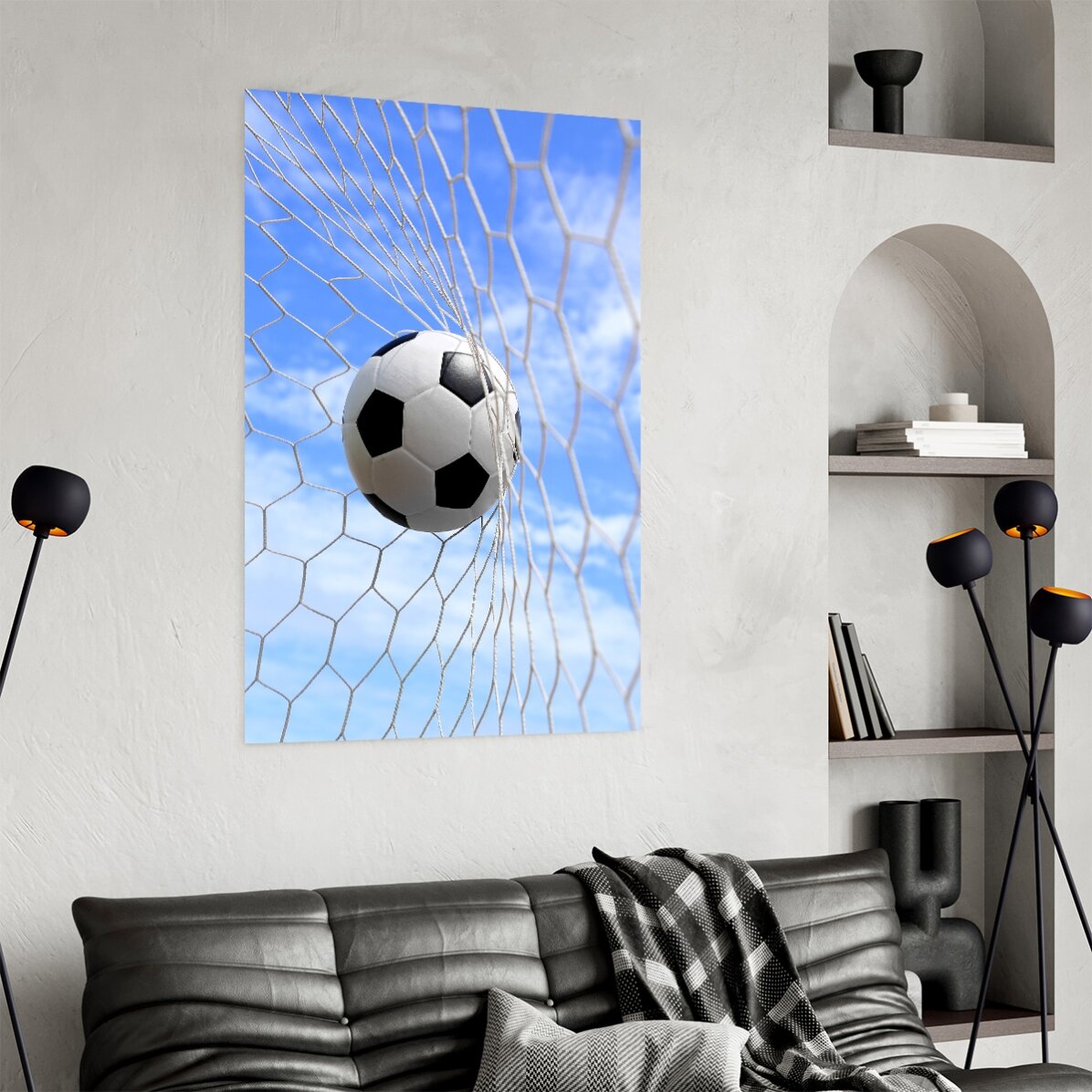 Poster: Bal in het voetbaldoel