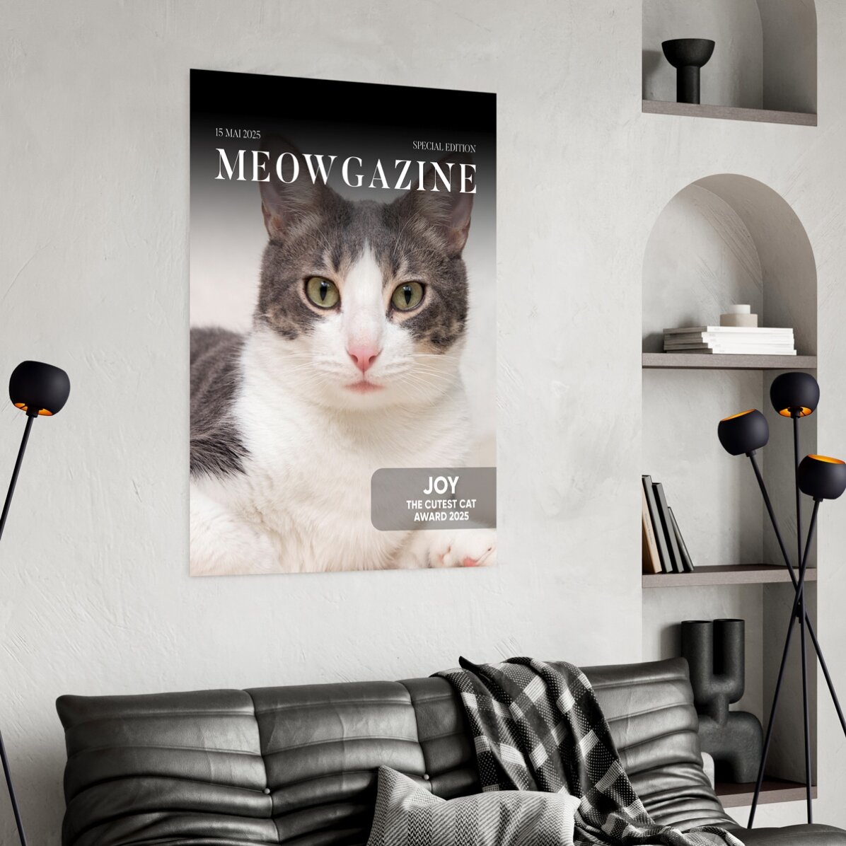 Gepersonaliseerde poster met foto en tekst - Meowgazine
