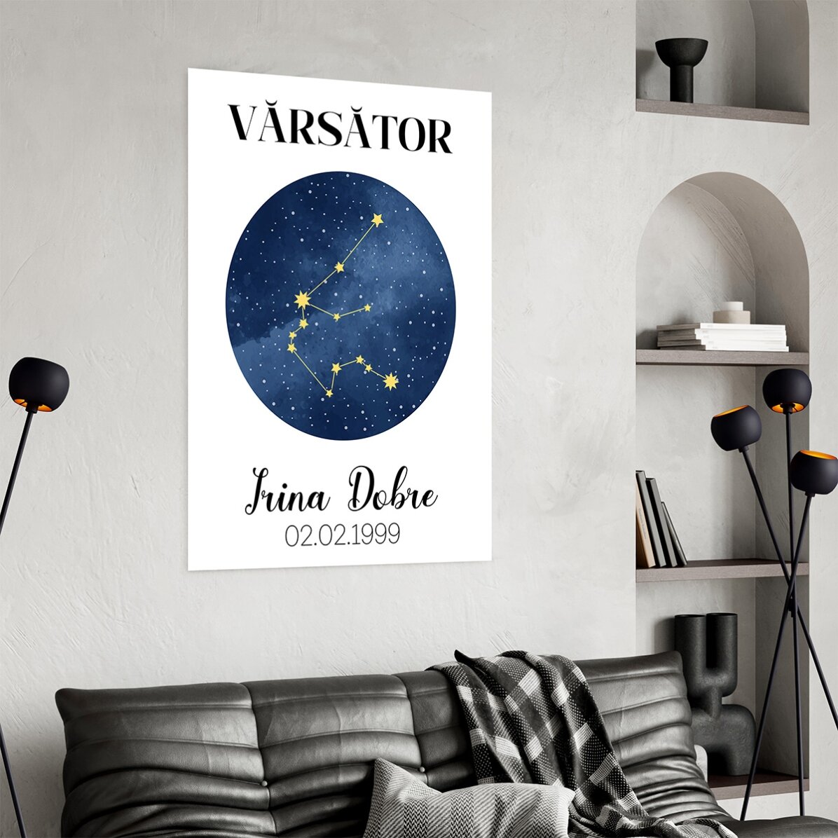 Gepersonaliseerde poster met tekst - Het sterrenbeeld Waterman