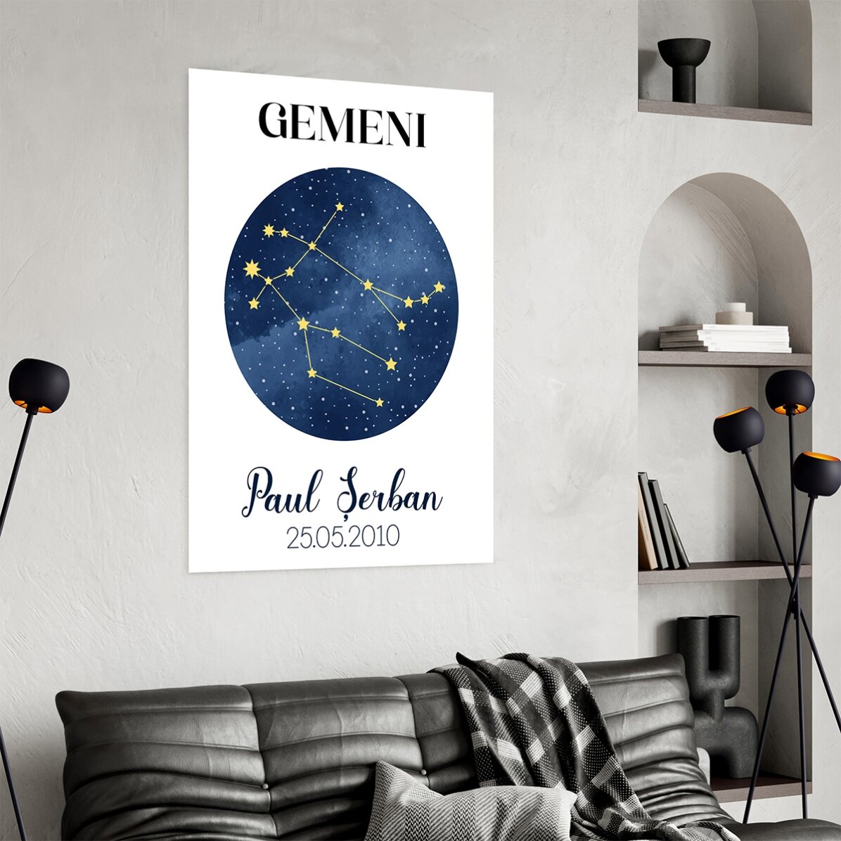 Gepersonaliseerde poster met tekst - Het sterrenbeeld Tweelingen