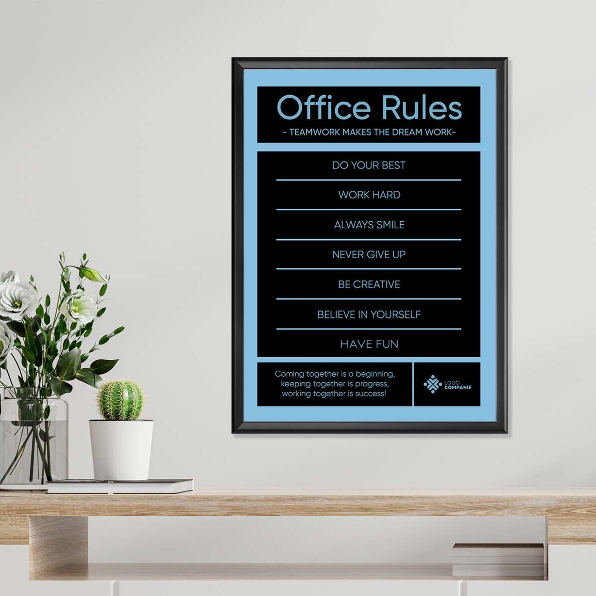 Gepersonaliseerde poster met tekst en logo - Office Rules