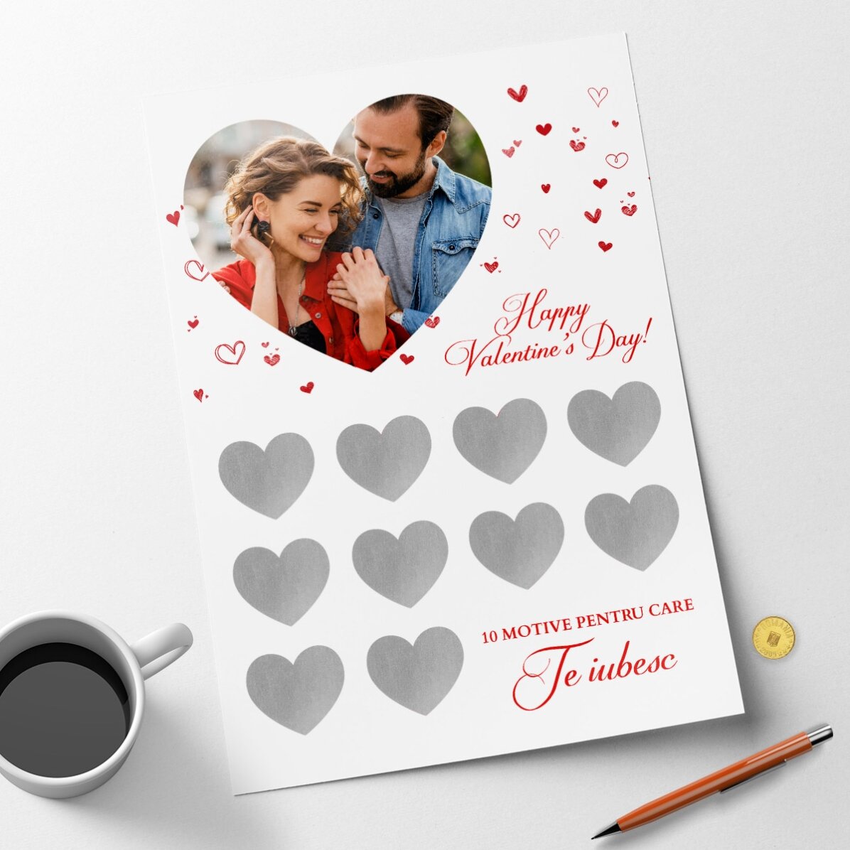 Gepersonaliseerde krasposter met een foto en tekst – 10 redenen waarom ik van je houd