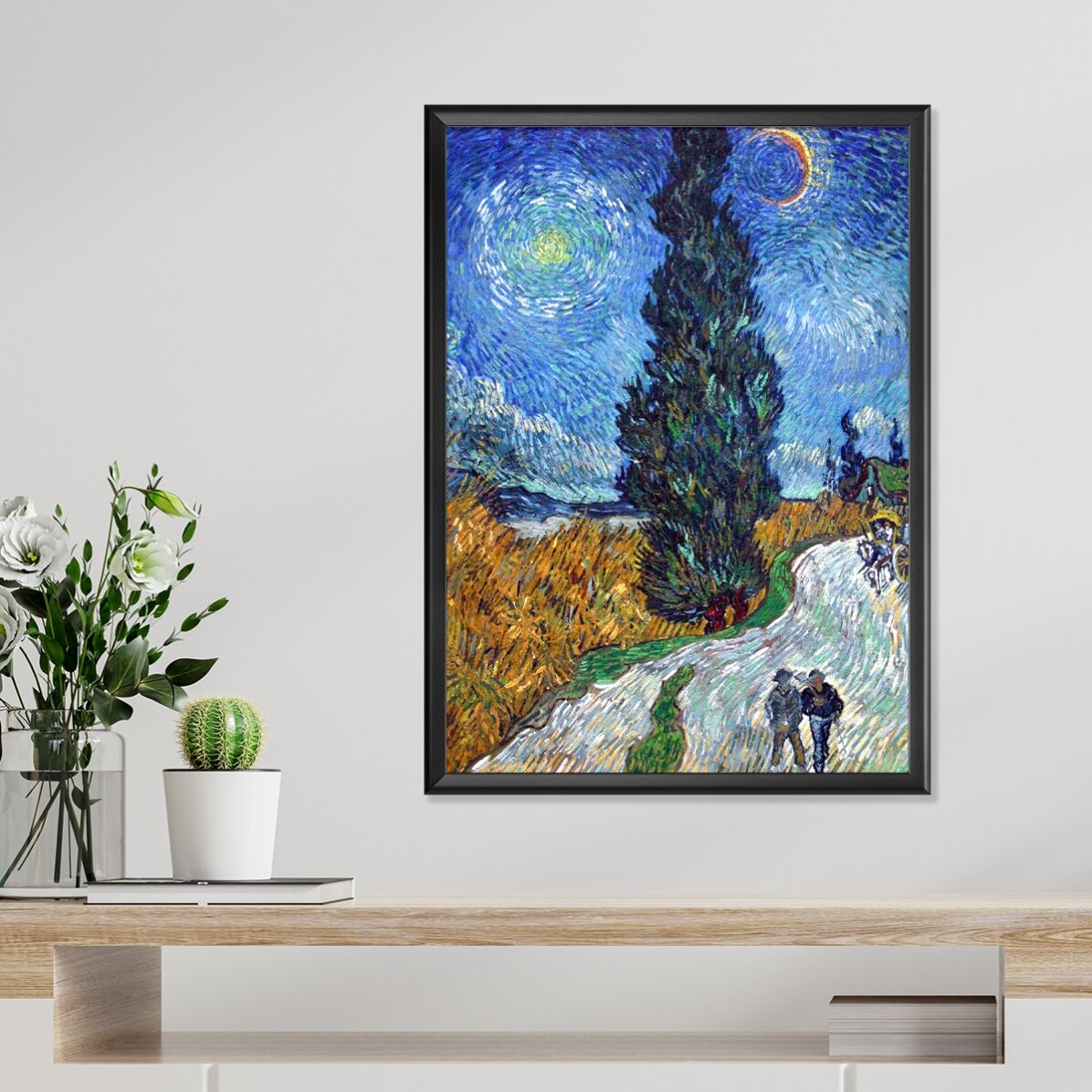 Poster Vincent van Gogh, Weg met cipressen en ster, 1890