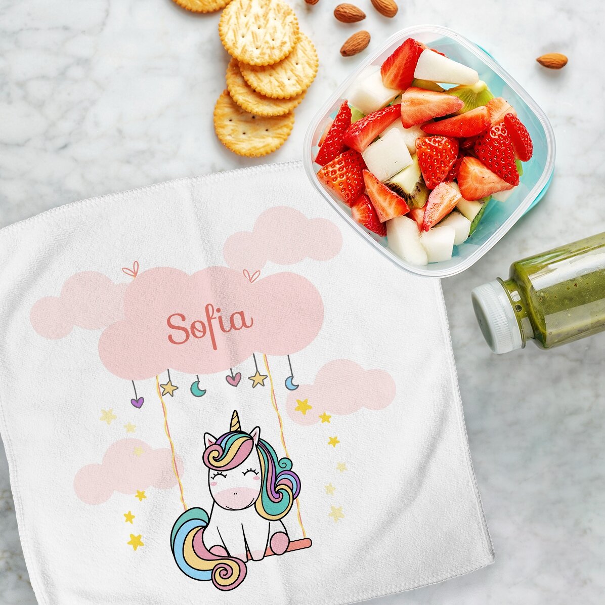 Gepersonaliseerde handdoek met tekst voor kinderen - Cute Unicorn