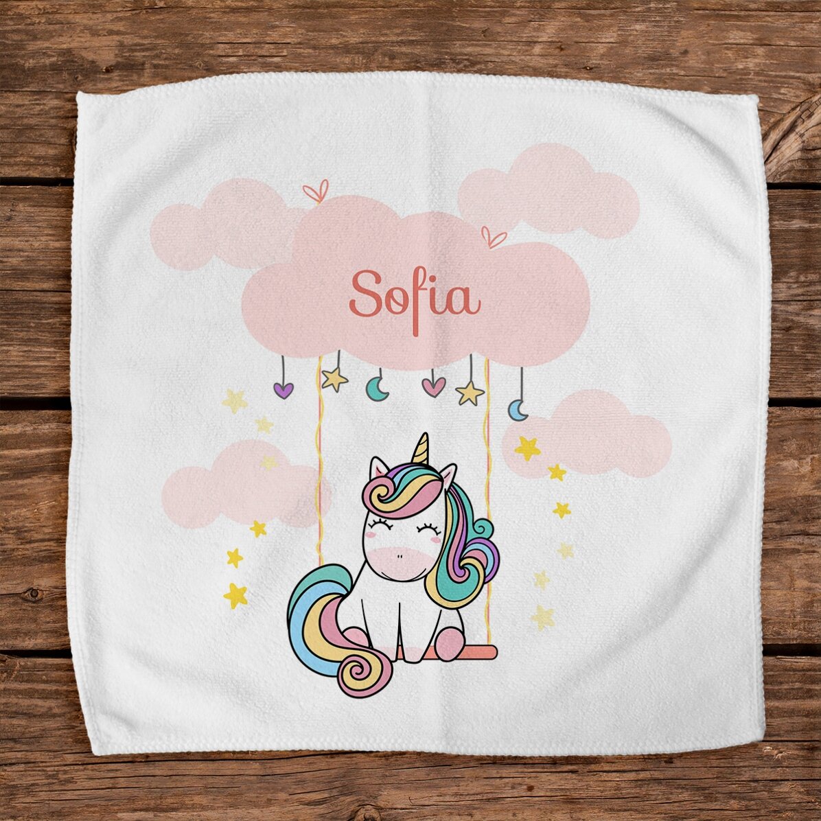 Gepersonaliseerde handdoek met tekst voor kinderen - Cute Unicorn