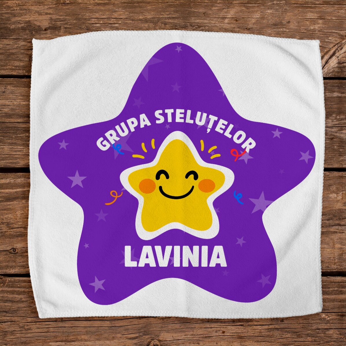 Gepersonaliseerde handdoek met tekst - Sterretjes