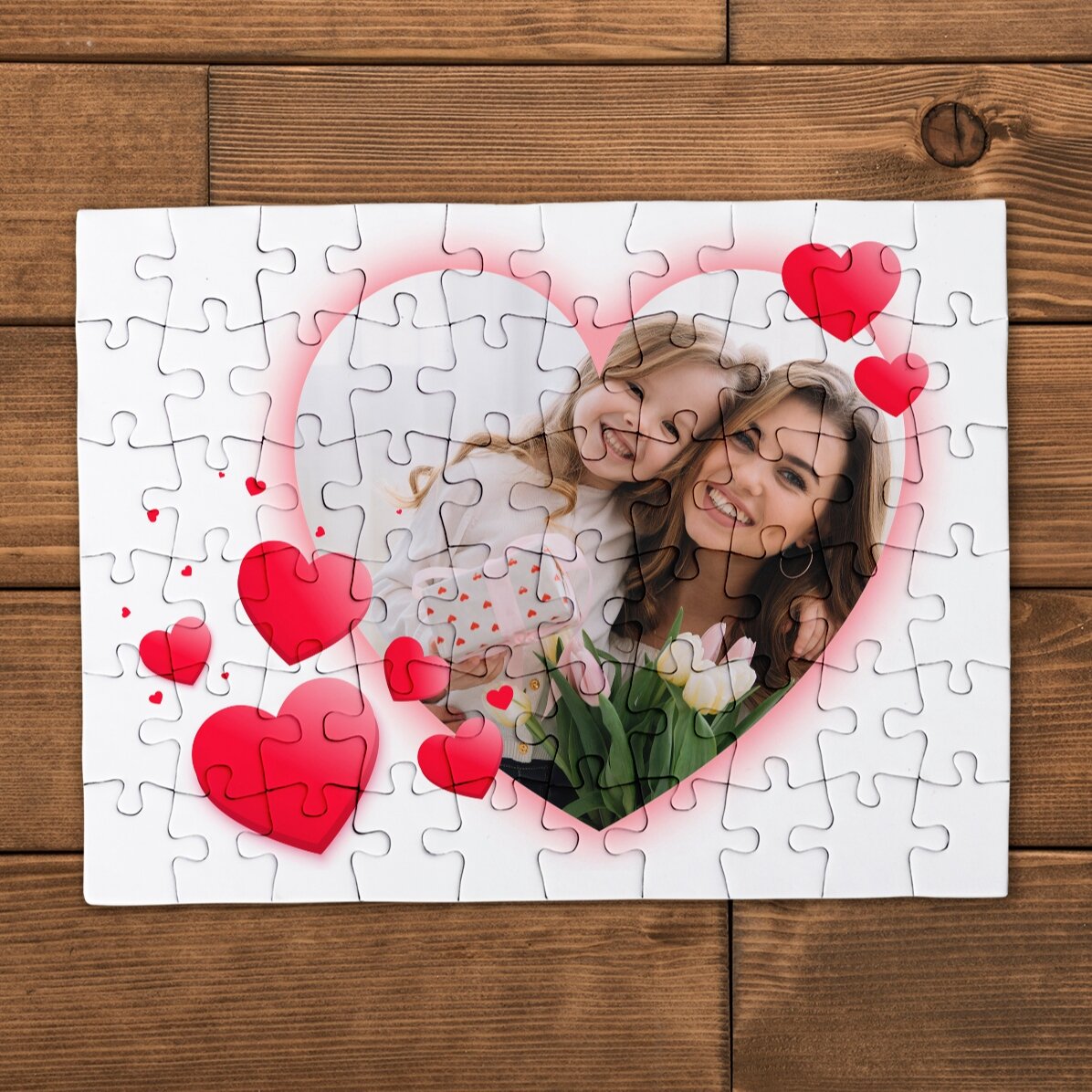 Gepersonaliseerde puzzel met een foto en tekst, 20 x 15 cm - Hart