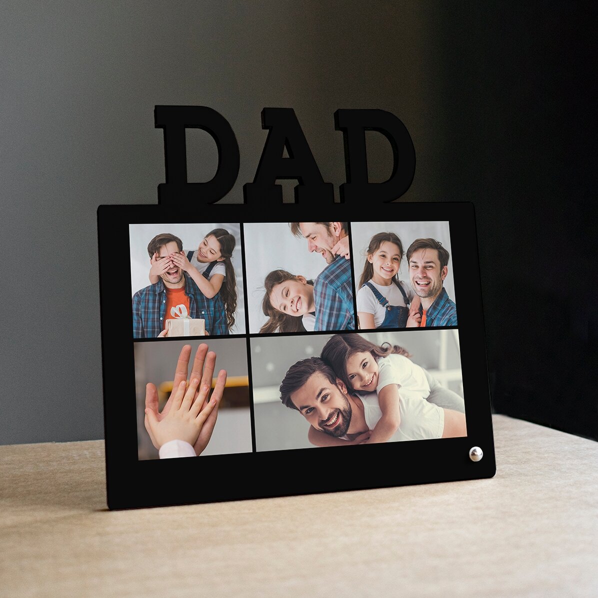 Personalised desk photo frame with 5 photos - model DAD