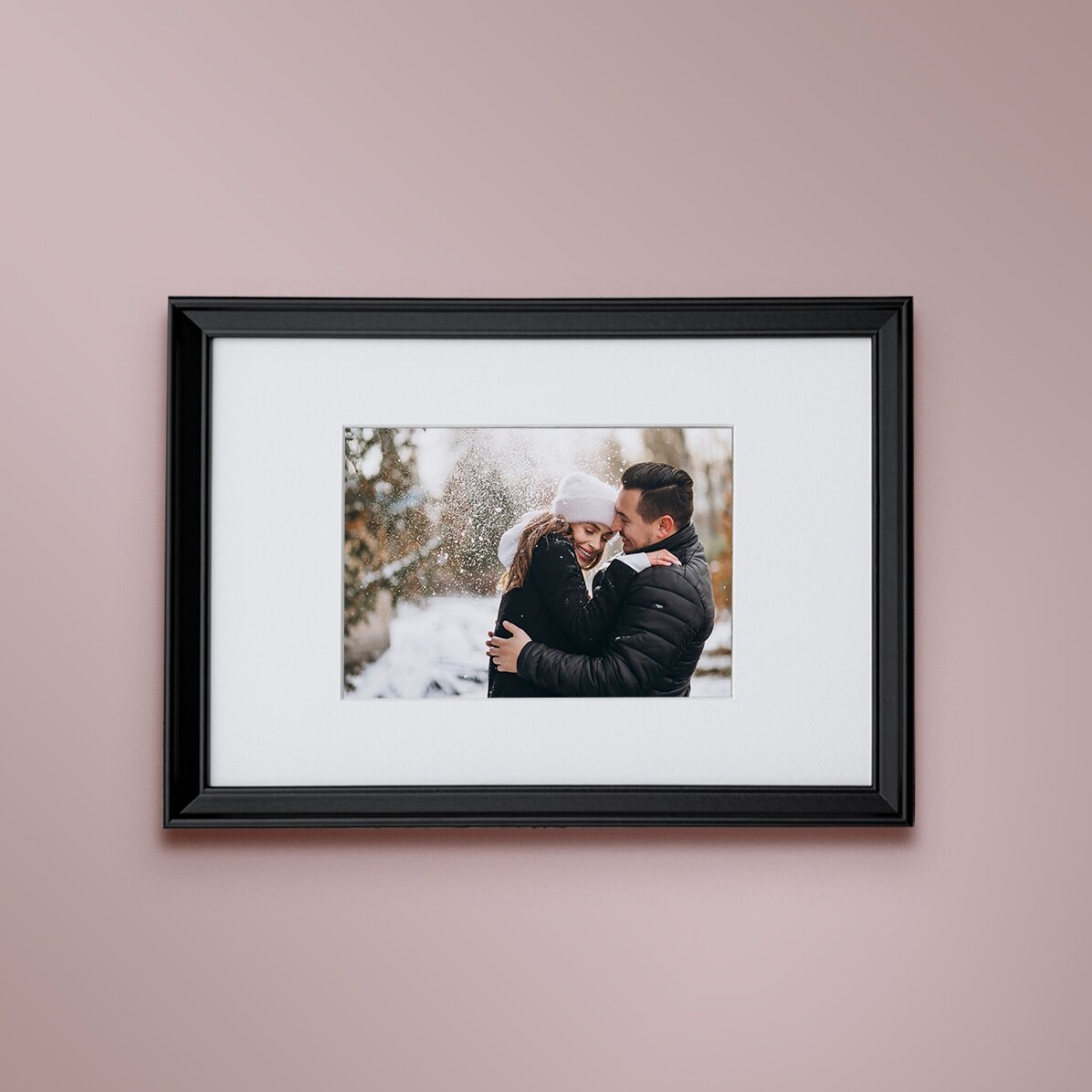 Gepersonaliseerd fotolijstje met één foto – passe-partout A4 liggend