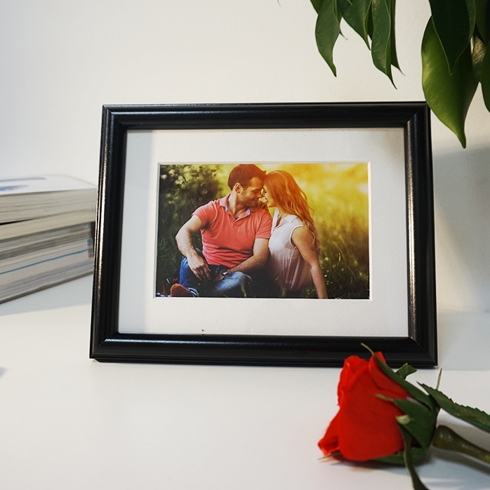 Gepersonaliseerd fotolijstje met één foto – passe-partout A5 liggend