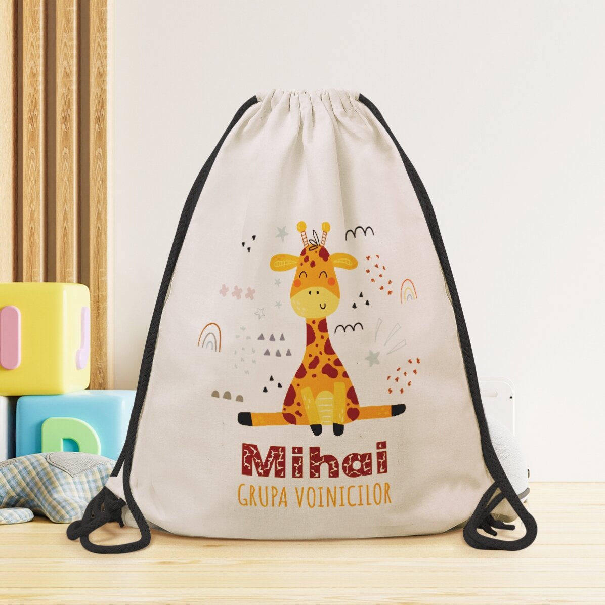 Rugzak met naam erop - Giraffe