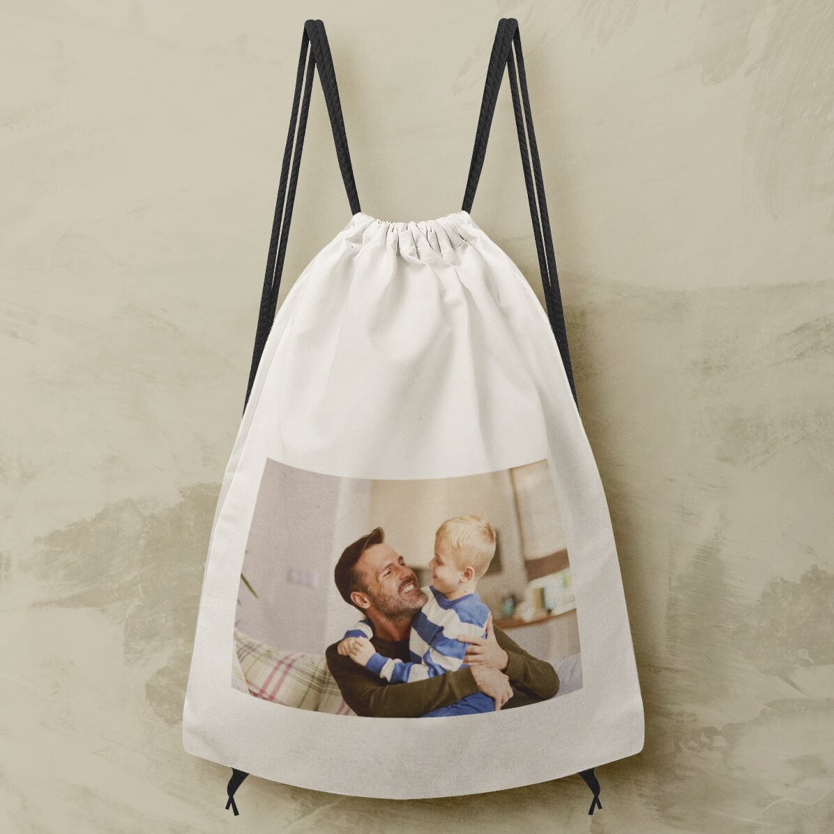 Personalised rucksack with a landscape photo and text