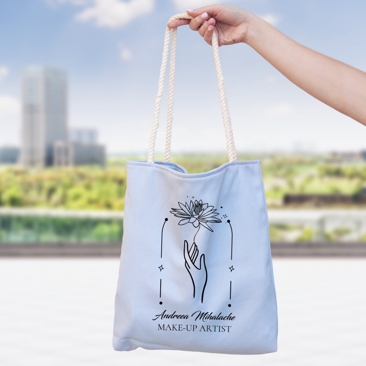Gepersonaliseerde tas met tekst - Bloemenmotief