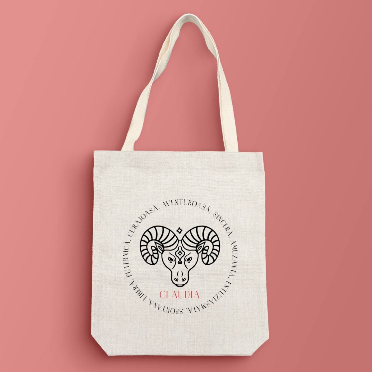 Personalised bag with text - Aries zodiac sign