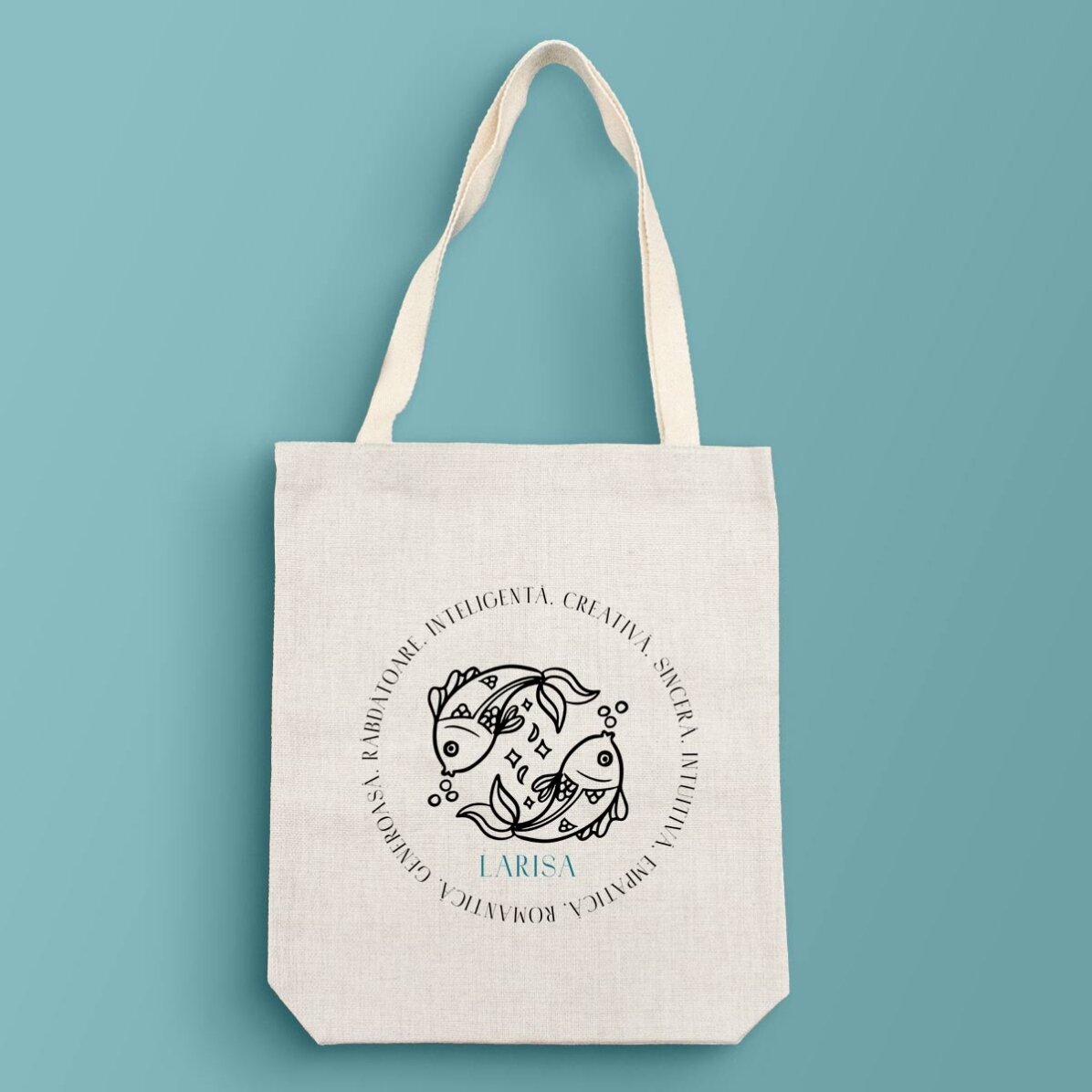 Gepersonaliseerde tas met tekst - Sterrenbeeld Vissen