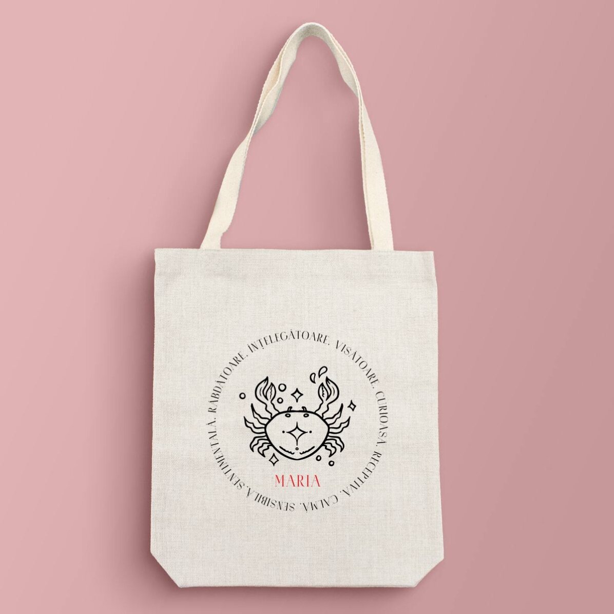 Gepersonaliseerde tas met tekst - Sterrenbeeld Kreeft