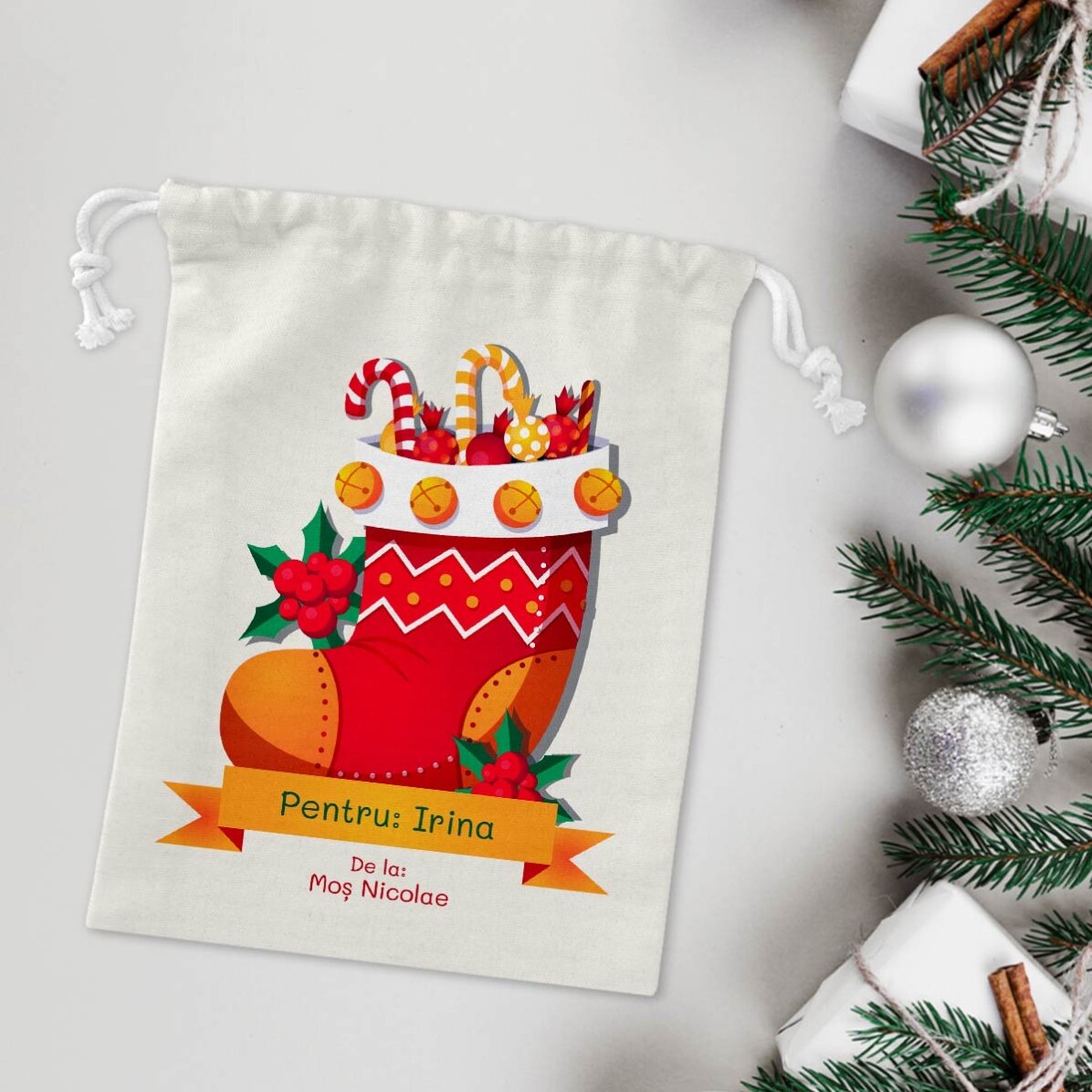 Small gift bag personalised with name - from Santa Claus