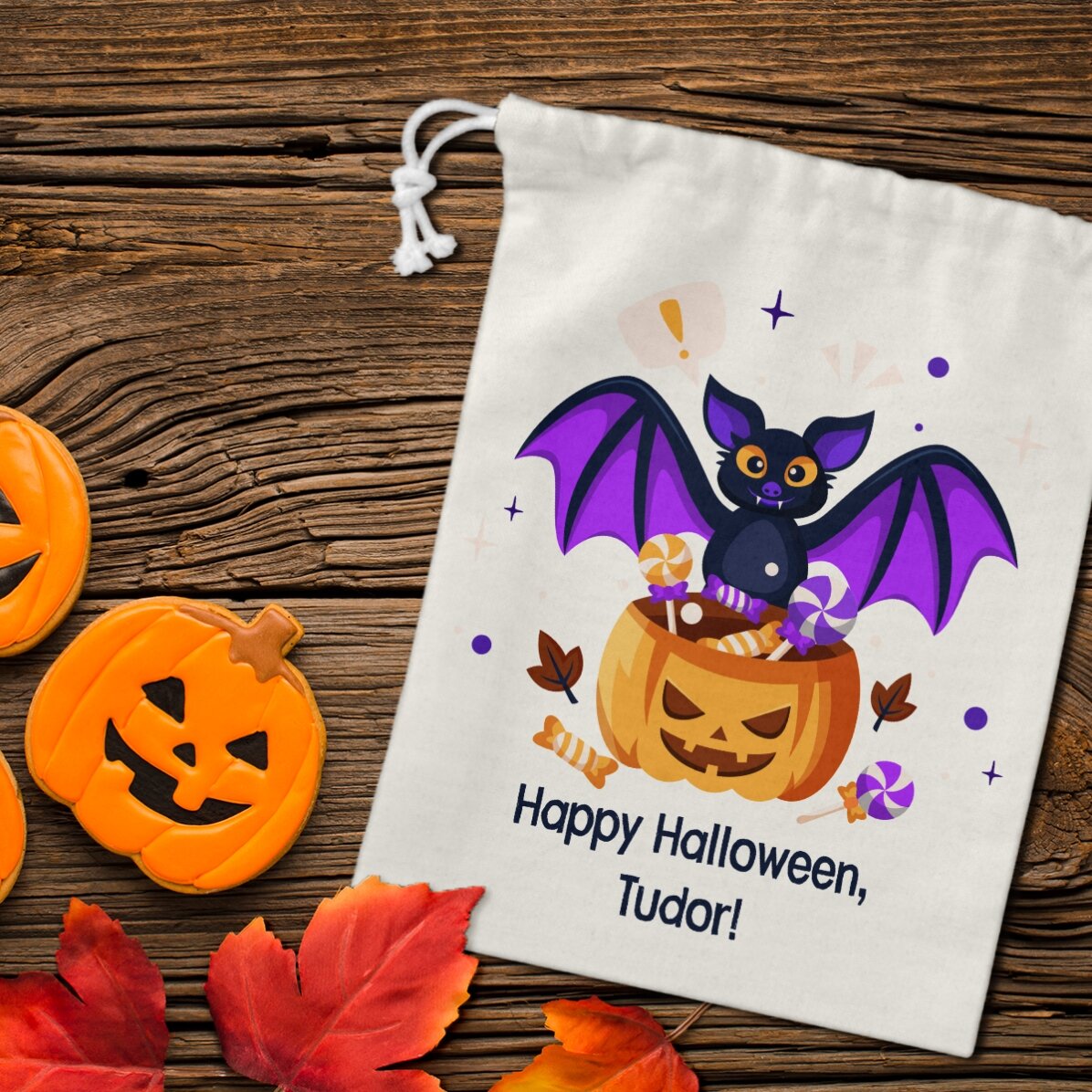 Kleine cadeautasje met gepersonaliseerde tekst - Halloween