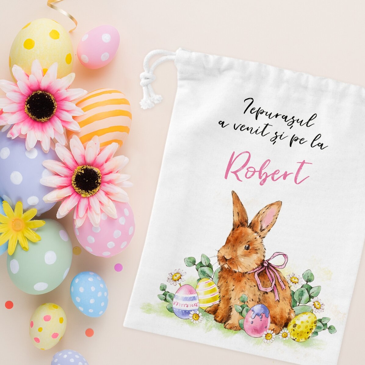 Kleine, gepersonaliseerde cadeauzakje met tekst - Paashaas