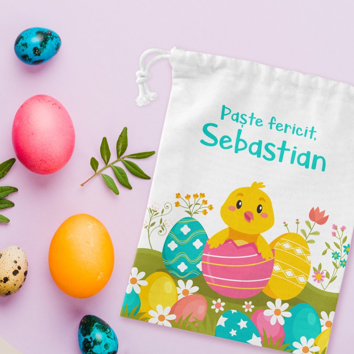 Small gift bag personalised with text - Easter