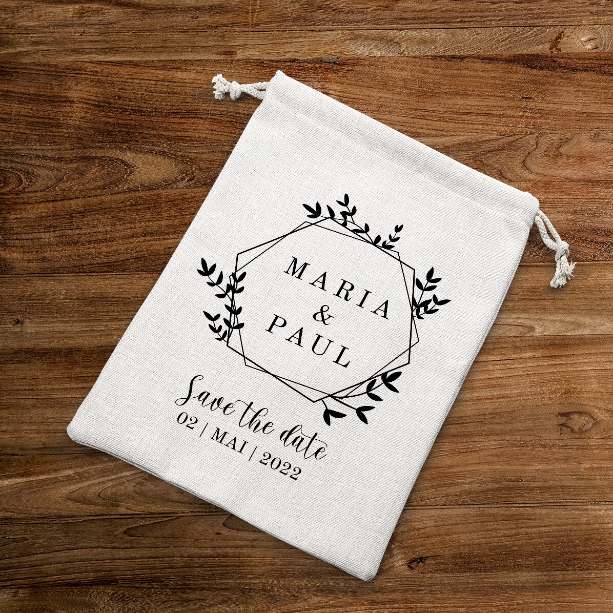 Kleine, gepersonaliseerde cadeauzakje met tekst - Save the date