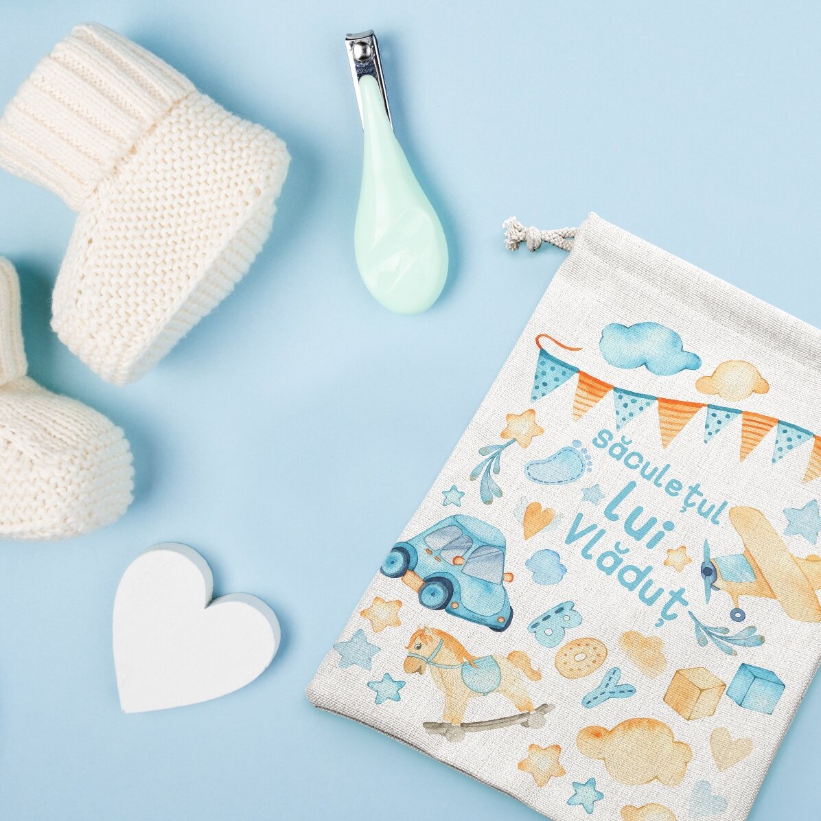 Small gift bag personalised with text - Watercolour