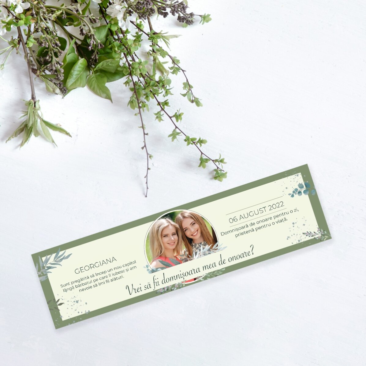 Gepersonaliseerde bladwijzer met foto en boodschap