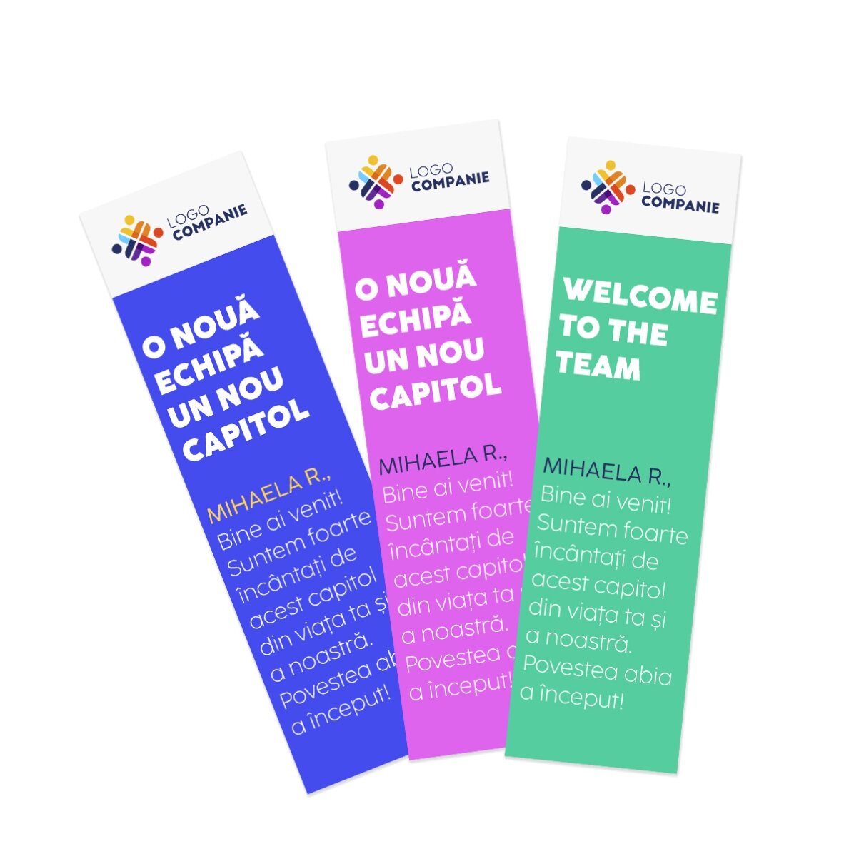Personalised bookmark with logo and message - Welcome