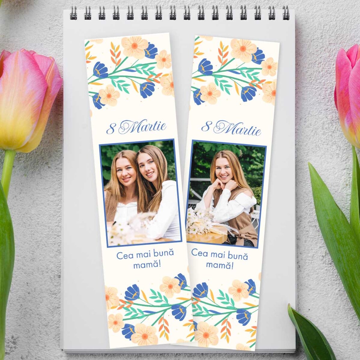 Gepersonaliseerde boekenlegger met foto en boodschap - Lente