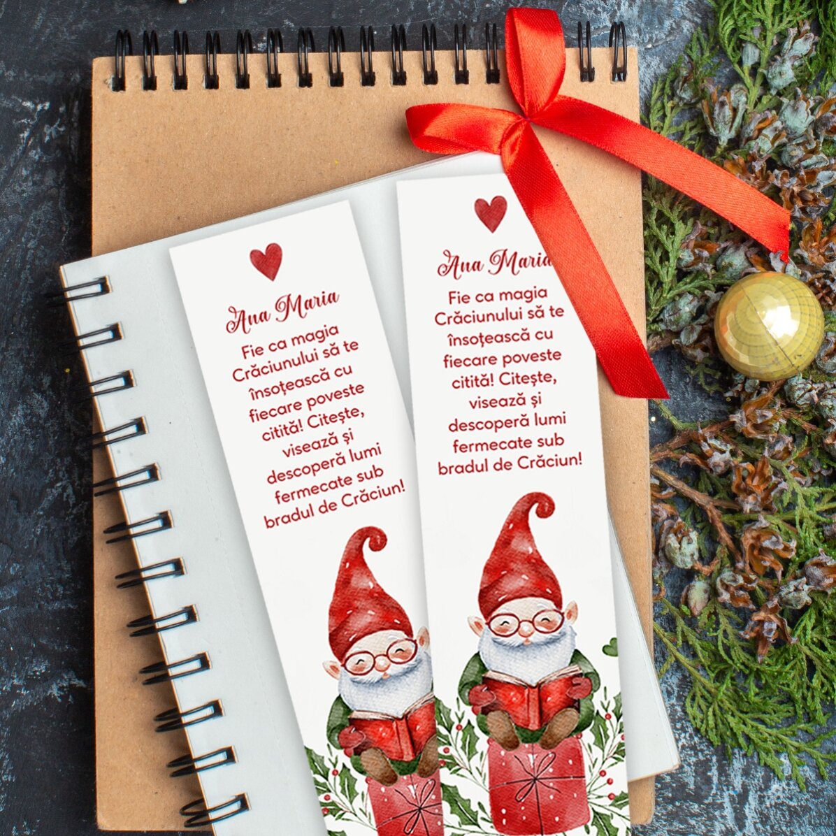 Gepersonaliseerde bladwijzer met tekst - Kerstman
