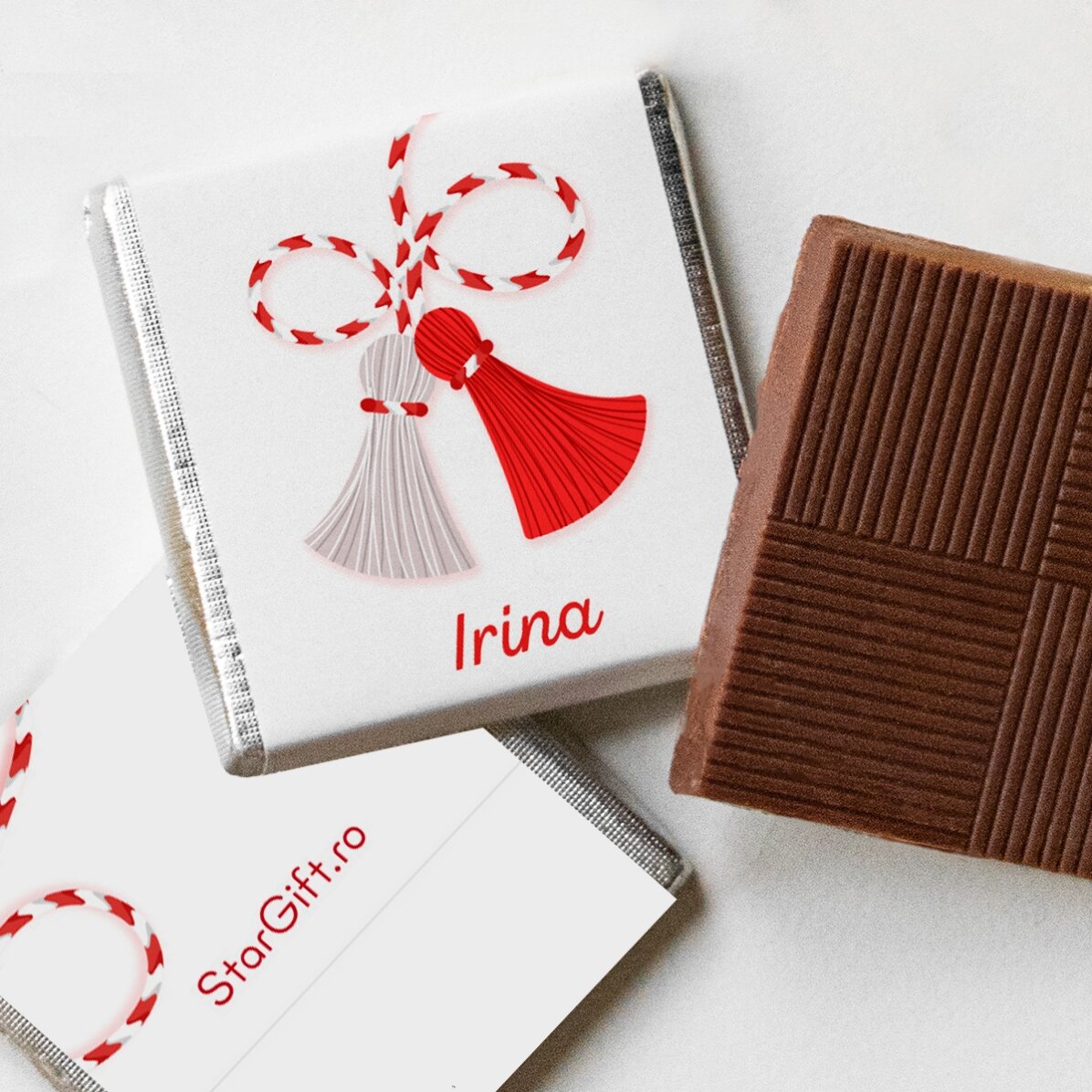 Set van 10 gepersonaliseerde mini-chocolade met een lief naamletje