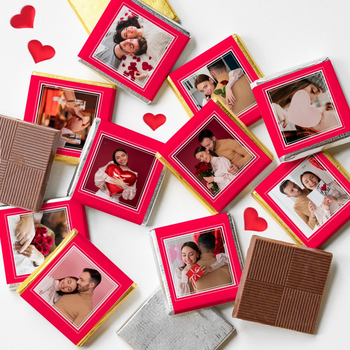 Set van 10 gepersonaliseerde minichocolade met foto
