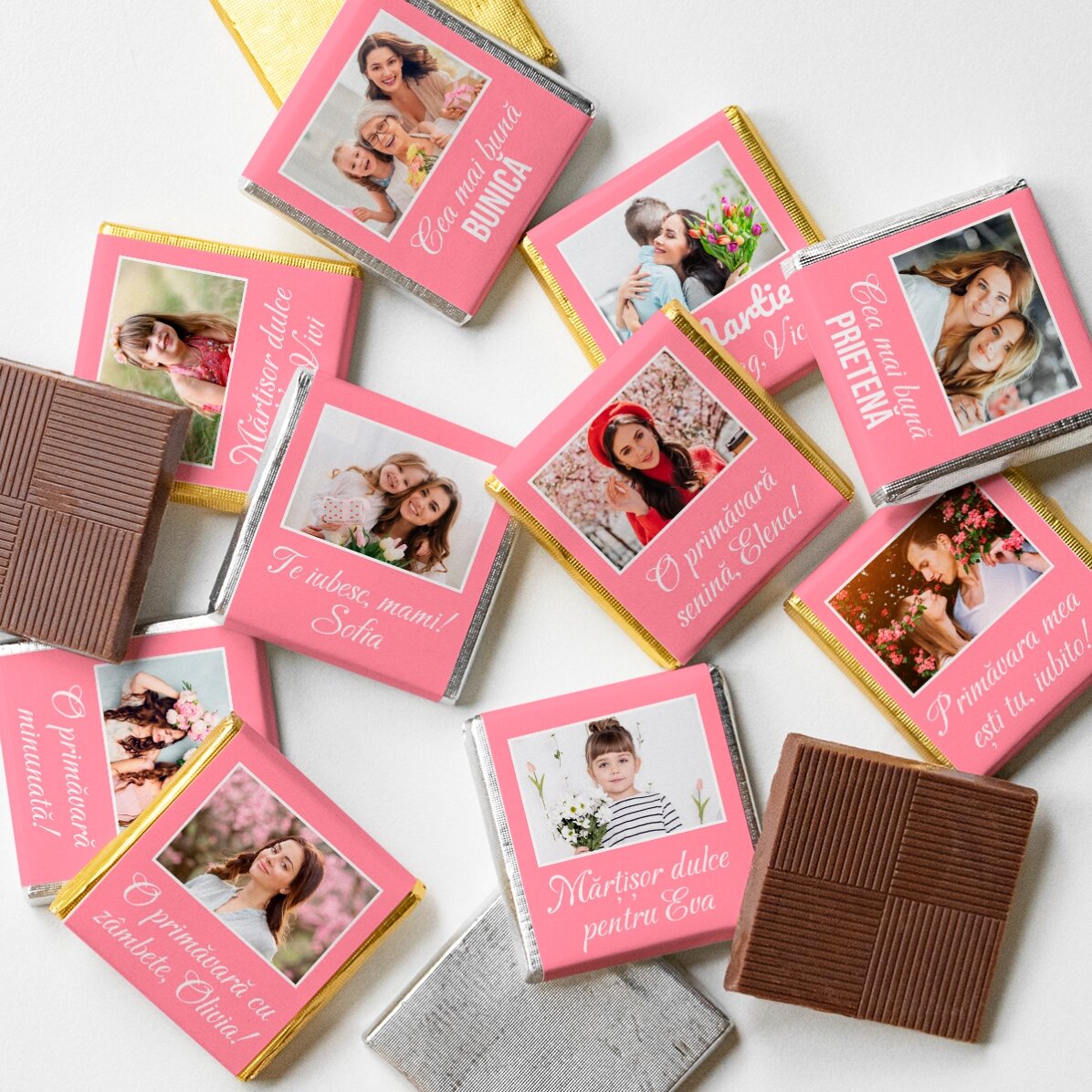 Set van 10 gepersonaliseerde minichocolade met foto