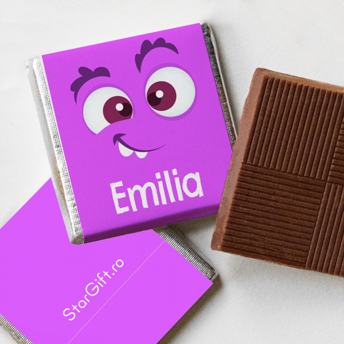 Set van 10 gepersonaliseerde minichocolade met tekst - Monstruleti