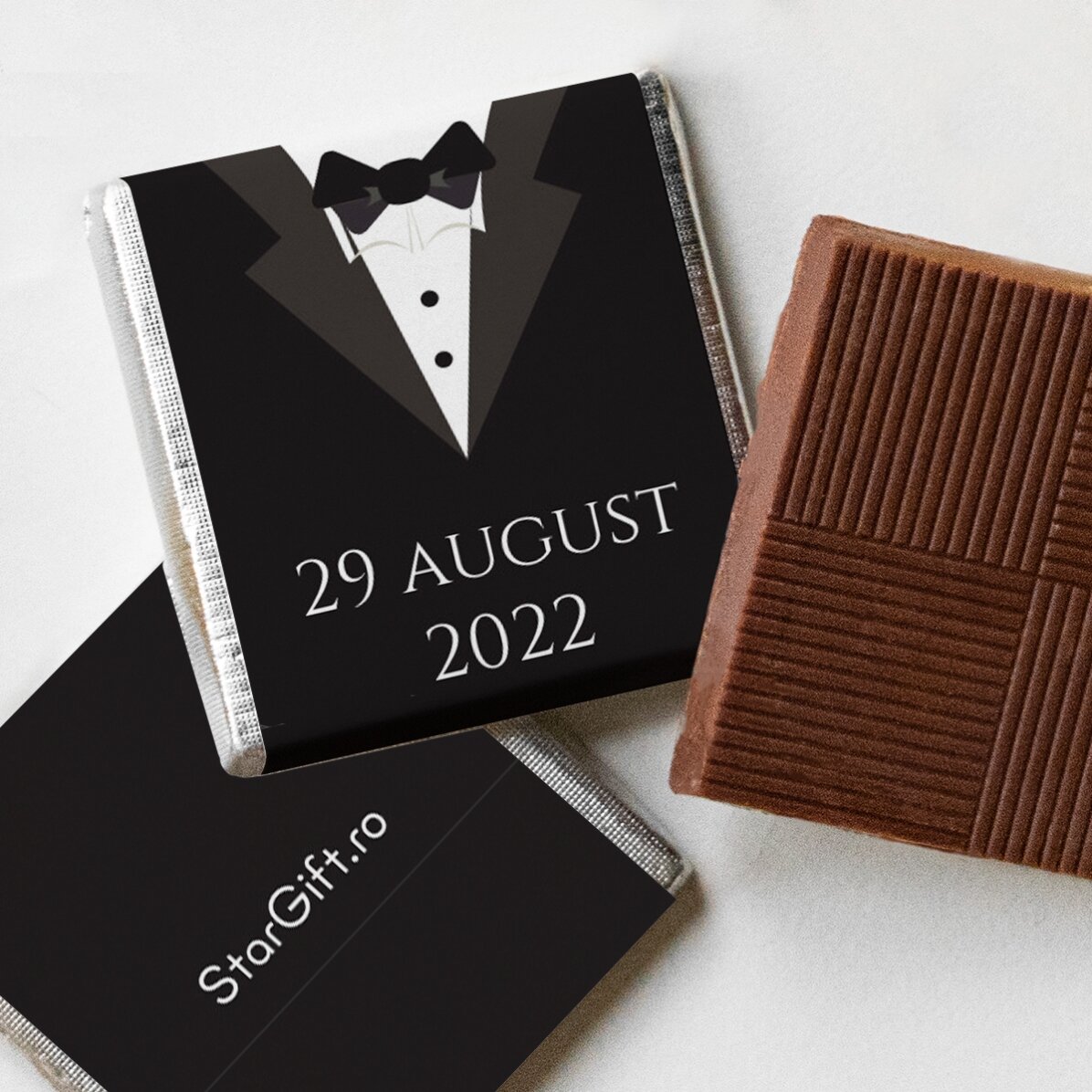Set of 10 mini chocolates personalised with text - Mr and Mrs