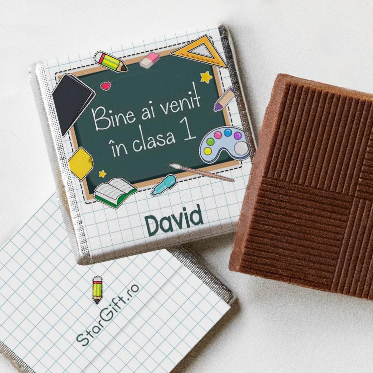 Set of 10 mini chocolates personalised with text for the start of the school year