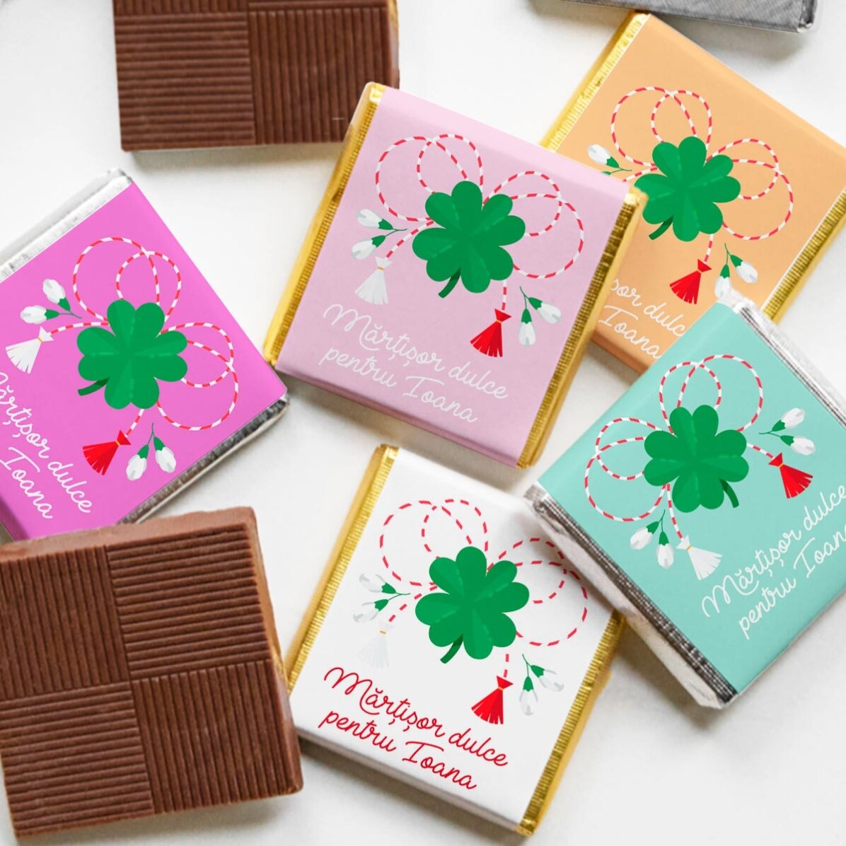 Set van 10 gepersonaliseerde minichocolade met naam
