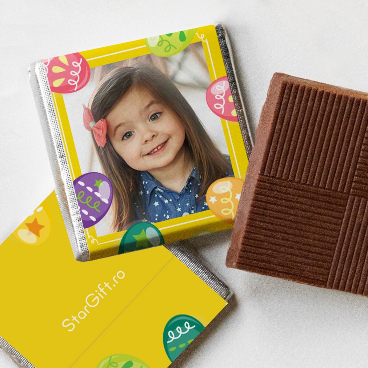 Set van 5 gepersonaliseerde minichocolade met foto’s en tekst - Pasen