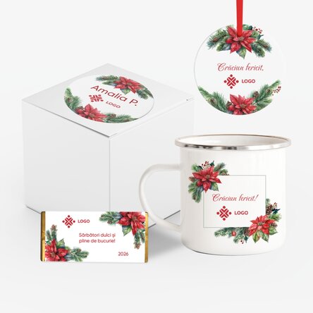 Gepersonaliseerde kerstcadeauset met logo en boodschap - Kerstmis